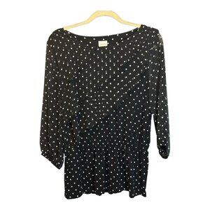 Chico's Blouse Women's Size Medium Polka Dots Flutter Sheer Black White Chicos 1